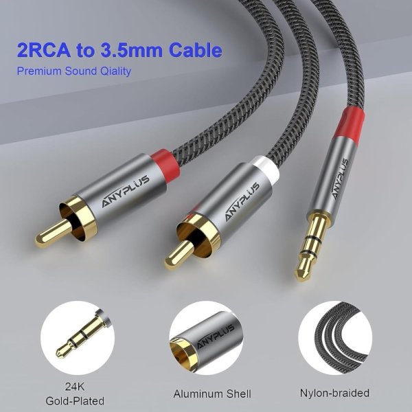 ANYPLUS 3.5 mmから2 RCA【3m】変換ケーブル 九州・福岡レンタル